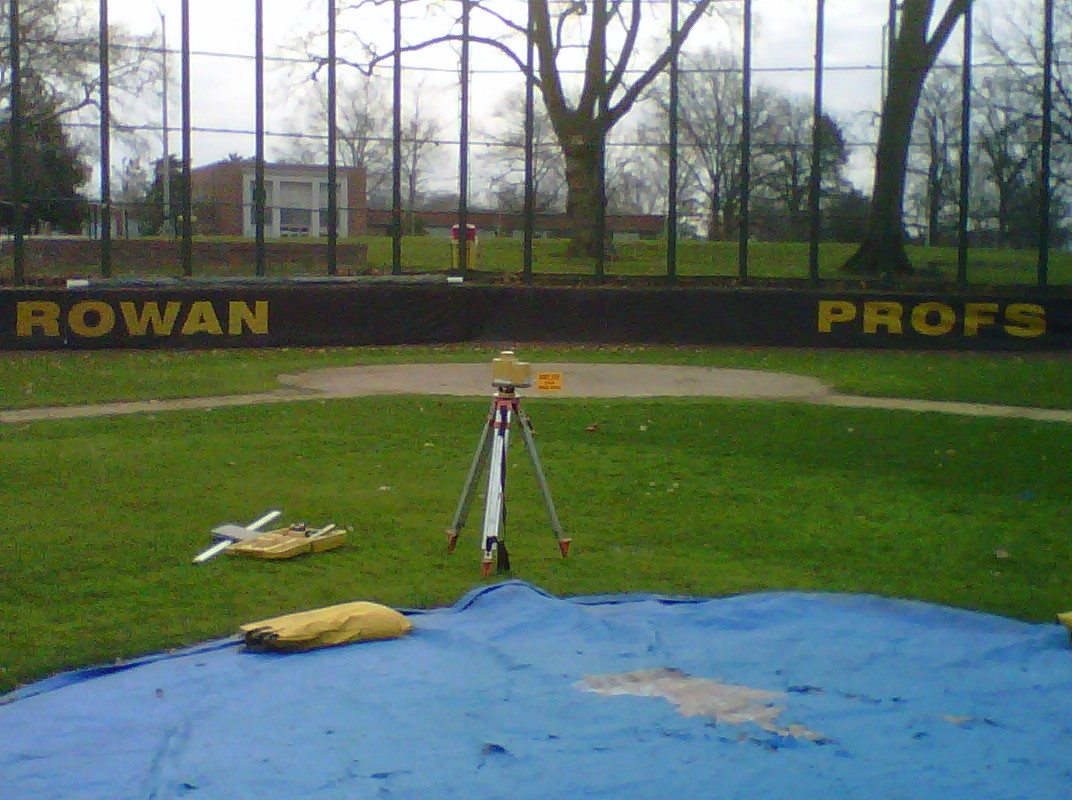 Photo of sports field renovations being conducted at Rowan University.